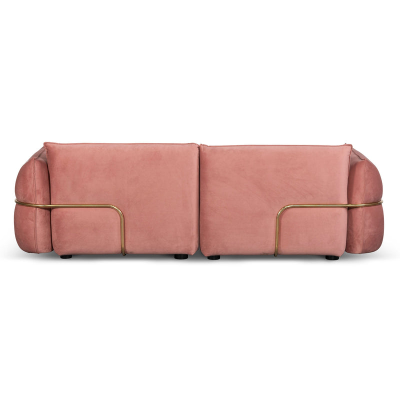 CLC8180-IG 3 Seater Sofa - Blush Pink Velvet With Brass Frame