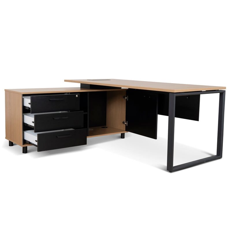 COT10186-SN 1.8m Executive Desk Left Return with Black Legs - Natural