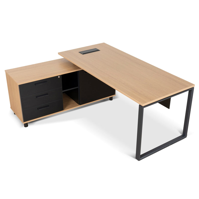 COT10186-SN 1.8m Executive Desk Left Return with Black Legs - Natural