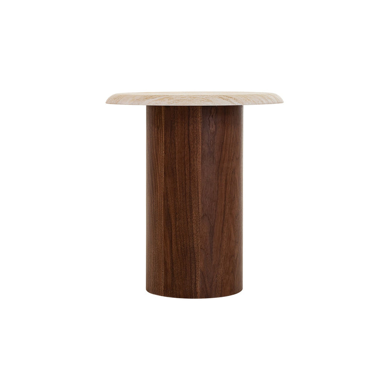 CST10253-IG Walnut Side Table - Stone Look Beige