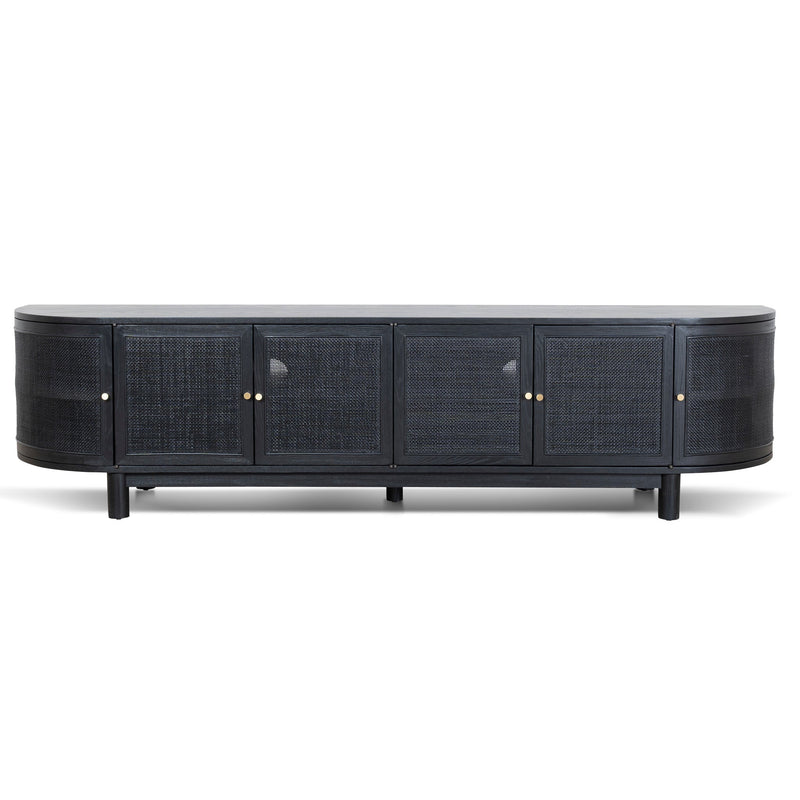 CTV8290-NI 2.2m Rattan Doors TV Entertainment unit - Full Black