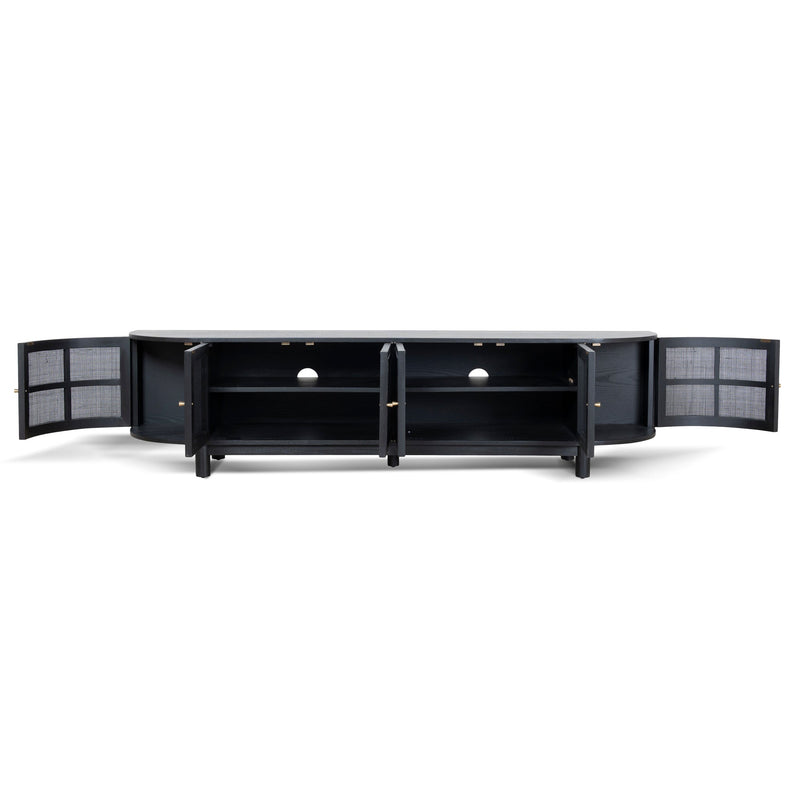 CTV8290-NI 2.2m Rattan Doors TV Entertainment unit - Full Black