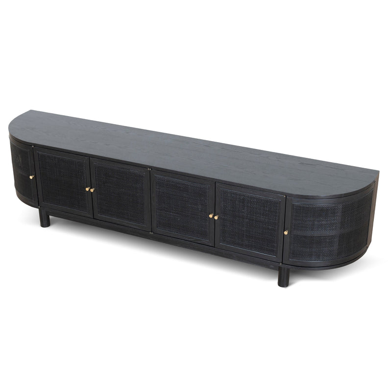 CTV8290-NI 2.2m Rattan Doors TV Entertainment unit - Full Black