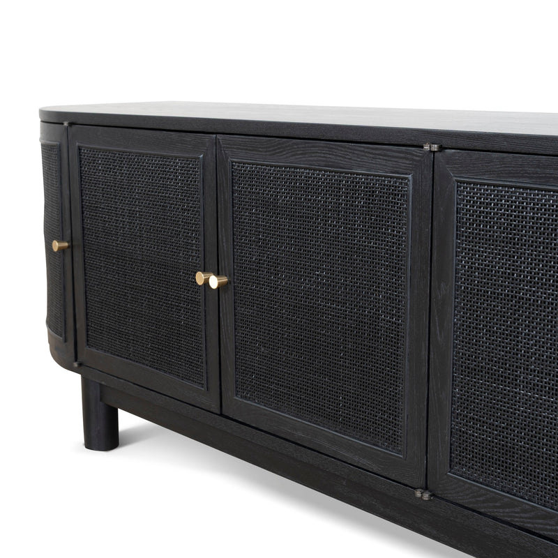 CTV8290-NI 2.2m Rattan Doors TV Entertainment unit - Full Black
