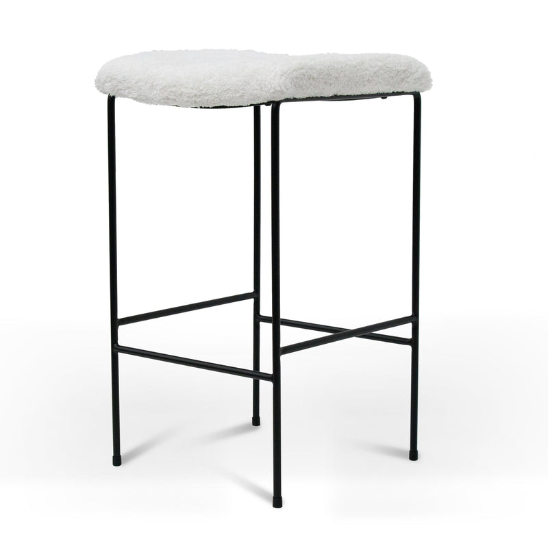 BS8164-SU 65cm Bar Stool - White Synthetic Wool