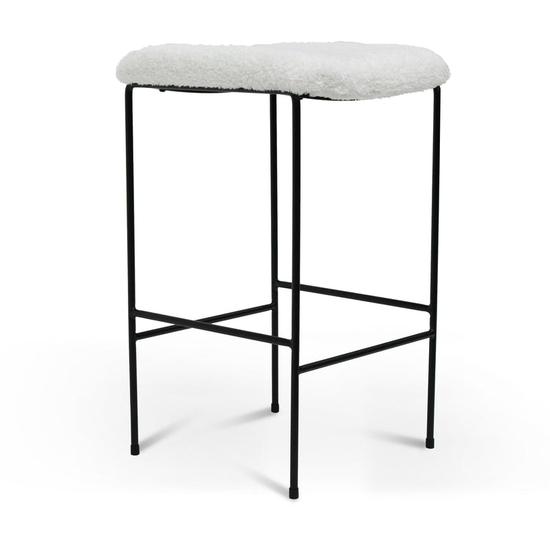 BS8164-SU 65cm Bar Stool - White Synthetic Wool