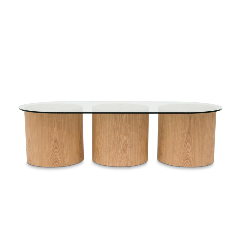 CCF8037-DW 1.4m Oval Glass Coffee Table - Natural - DICONTINUED