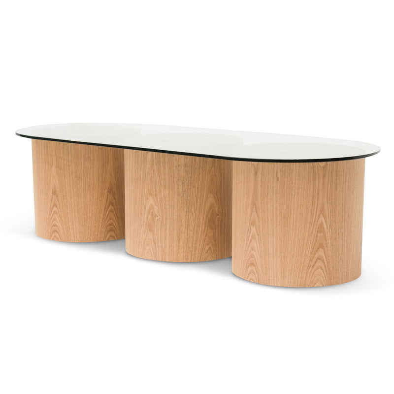CCF8037-DW 1.4m Oval Glass Coffee Table - Natural - DICONTINUED
