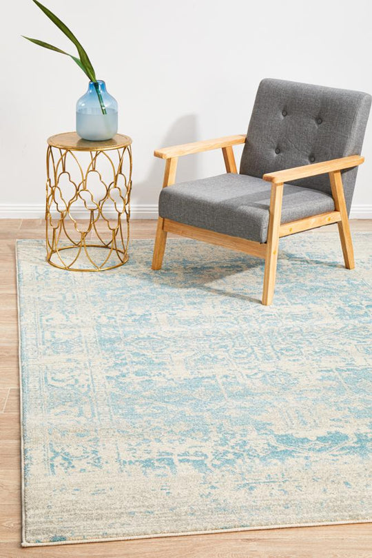 Rug Culture Evoke Glacier White Blue Transitional Rug