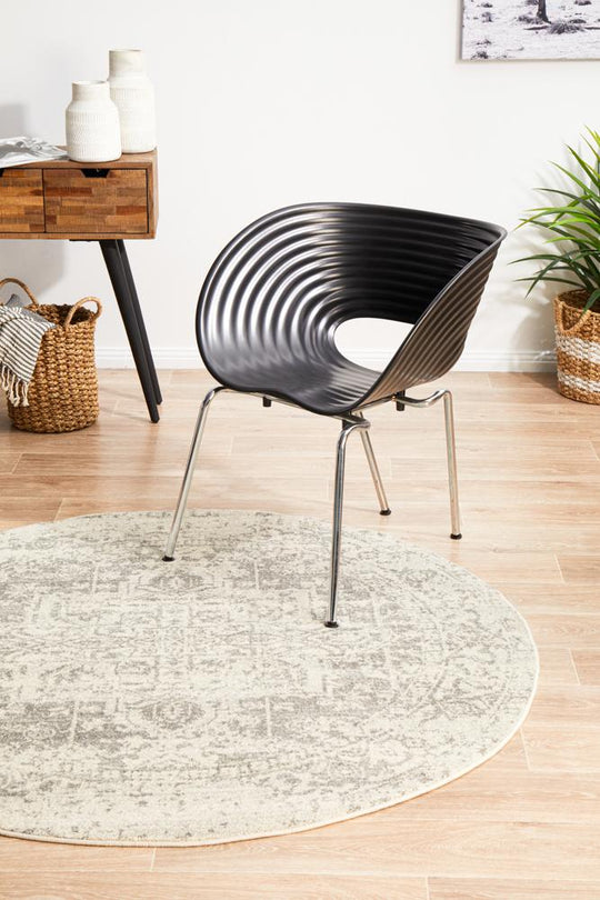 Rug Culture Evoke Dream White Silver Transitional Round Rug