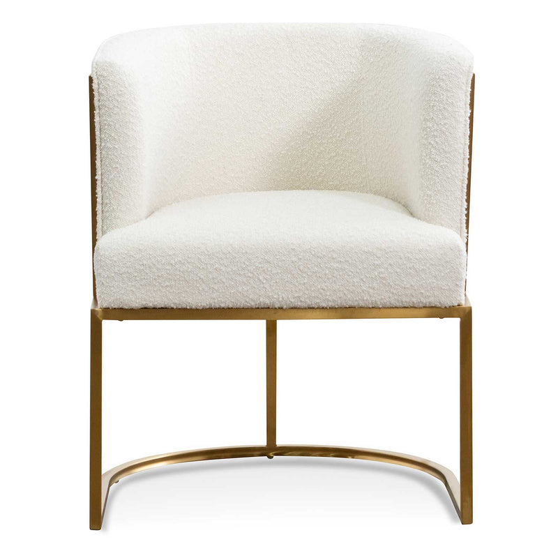 CLC6673-BS Ivory White Boucle Lounge Chair - Brushed Gold