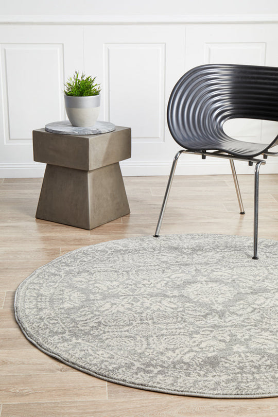 Rug Culture Mirage Gwyneth Stunning Transitional Silver Round Rug