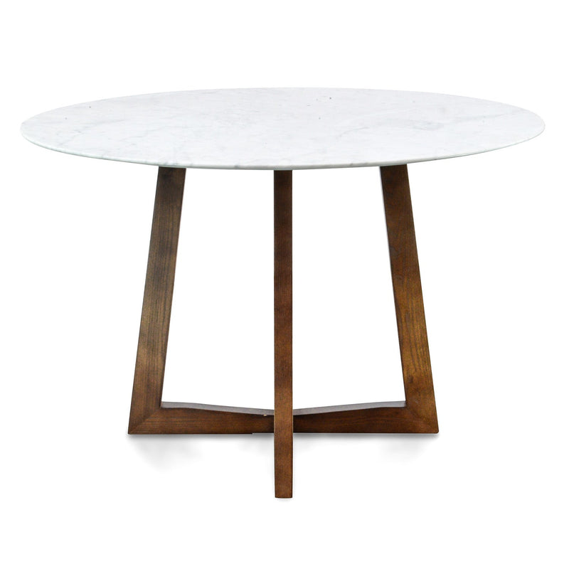 CDT976 1.15m Round Marble Dining Table - Dark Brown Base