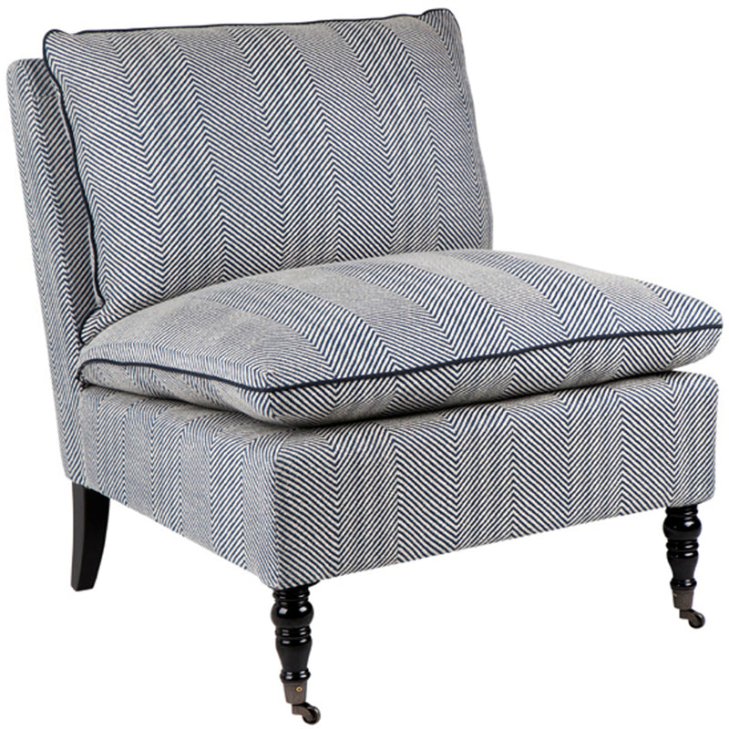 Candace Occasional Chair - Chevron Blue Linen Default Title