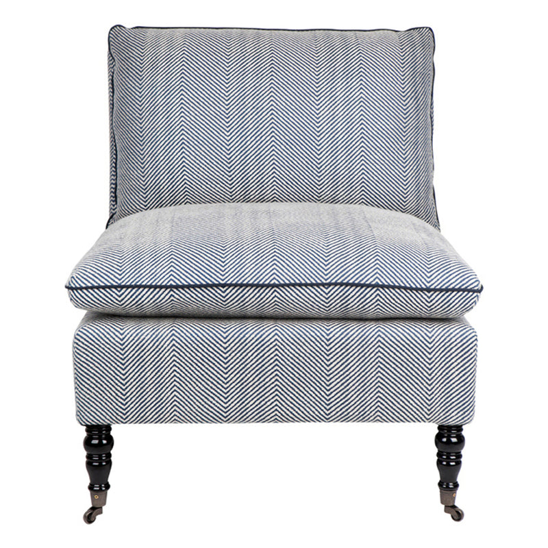 Candace Occasional Chair - Chevron Blue Linen Default Title