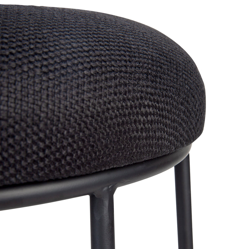 Aiden Black Steel Kitchen Stool - Black Linen Default Title