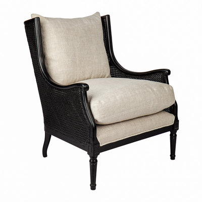 Havana Black Rattan Arm Chair - Natural Linen Default Title