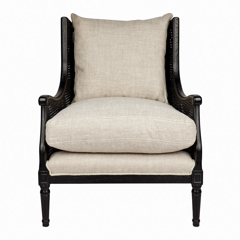 Havana Black Rattan Arm Chair - Natural Linen Default Title