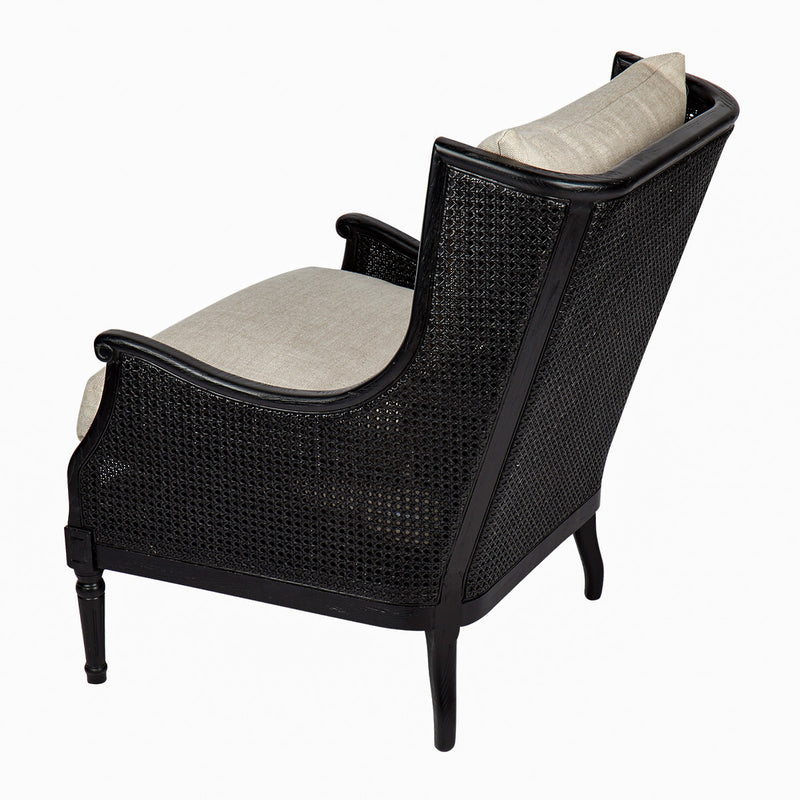 Havana Black Rattan Arm Chair - Natural Linen Default Title