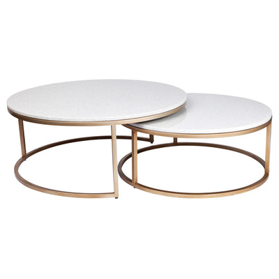 Chloe Stone Nesting Coffee Tables - Antique Gold Default Title