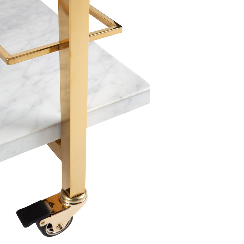 Franklin White Marble Bar Cart - Gold Default Title