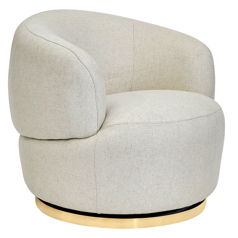 Tubby Swivel Arm Chair - Natural Linen Default Title