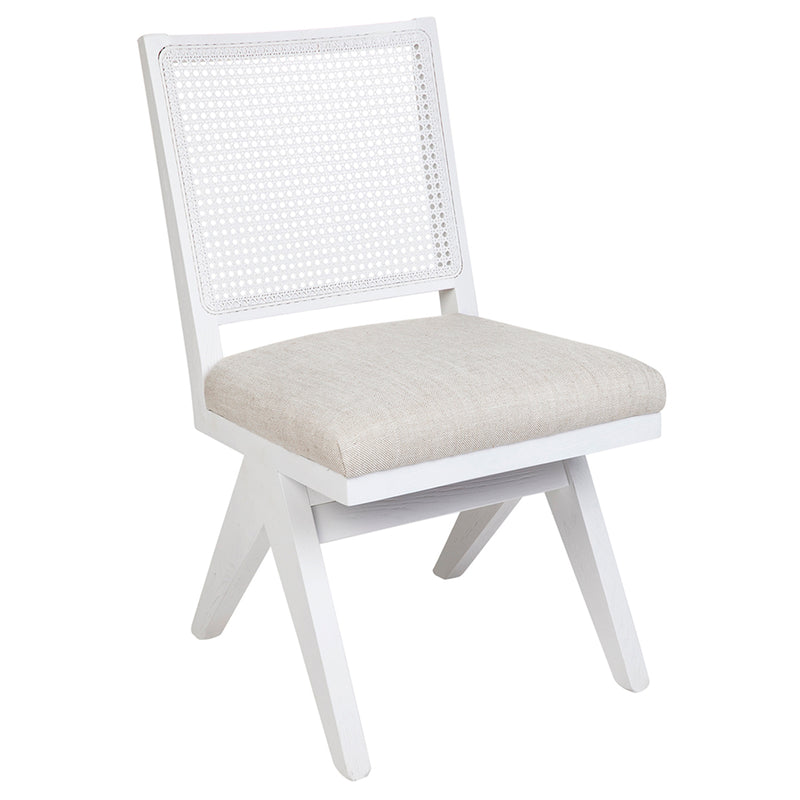 The Imperial White Rattan Dining Chair - Natural Linen Default Title