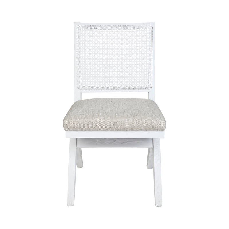 The Imperial White Rattan Dining Chair - Natural Linen Default Title