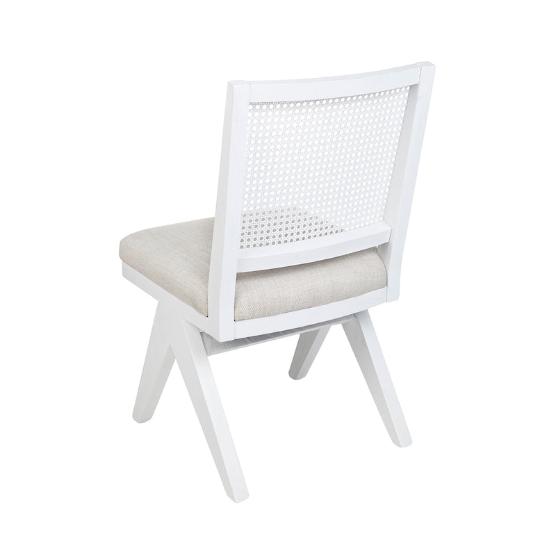 The Imperial White Rattan Dining Chair - Natural Linen Default Title