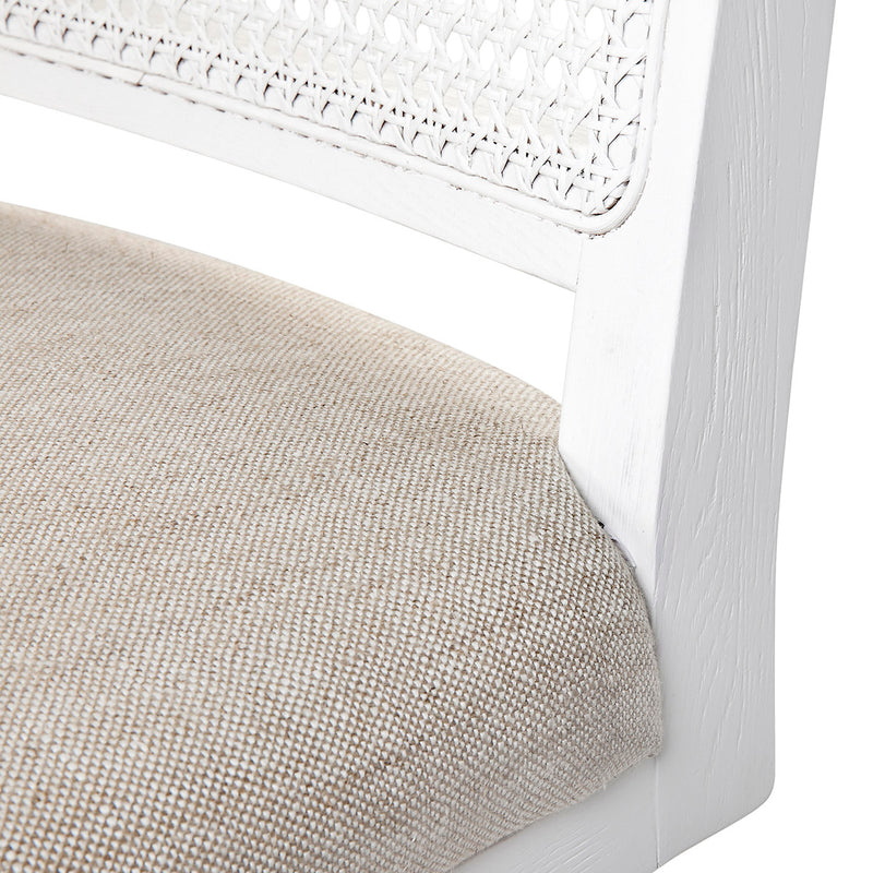 The Imperial White Rattan Dining Chair - Natural Linen Default Title