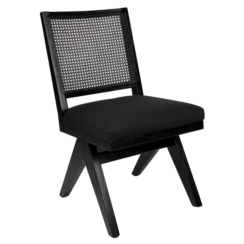 The Imperial Black Rattan Dining Chair - Black Linen Default Title