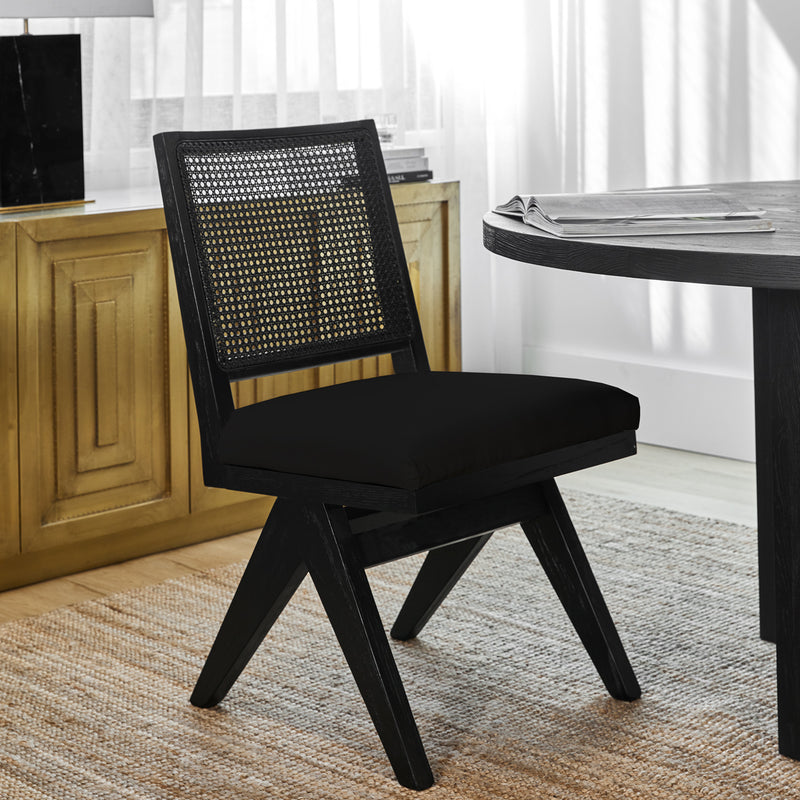 The Imperial Black Rattan Dining Chair - Black Linen Default Title