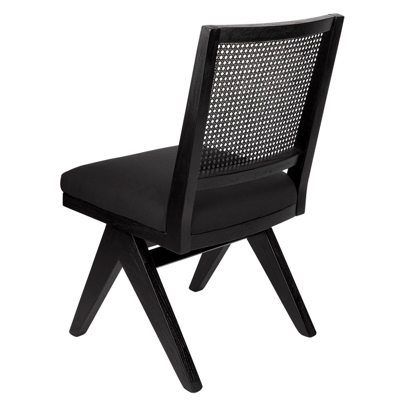 The Imperial Black Rattan Dining Chair - Black Linen Default Title