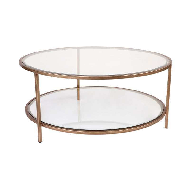 Cocktail Glass Round Coffee Table - Antique Gold Default Title