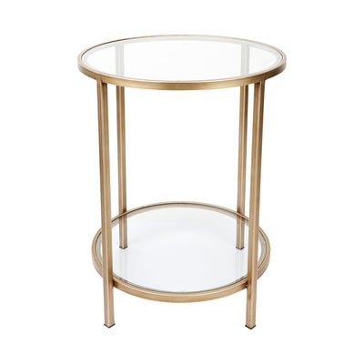 Cocktail Glass Round Side Table - Antique Gold Default Title