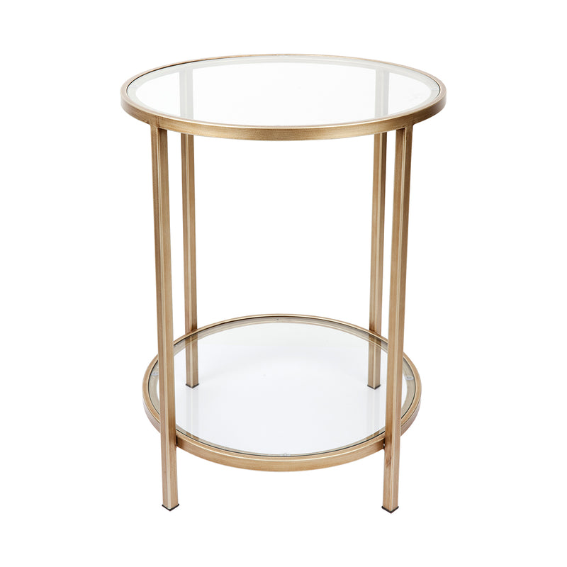 Cocktail Glass Round Side Table - Antique Gold Default Title