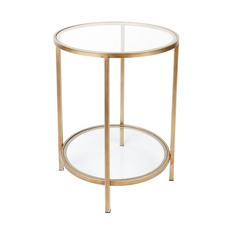 Cocktail Glass Round Side Table - Antique Gold Default Title