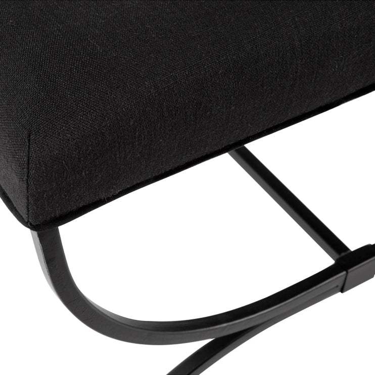 Novak Black Iron Stool - Black Linen Default Title