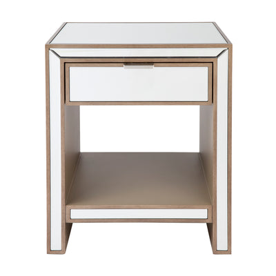 Sabrina Mirrored Bedside Table -Small Antique Gold Default Title