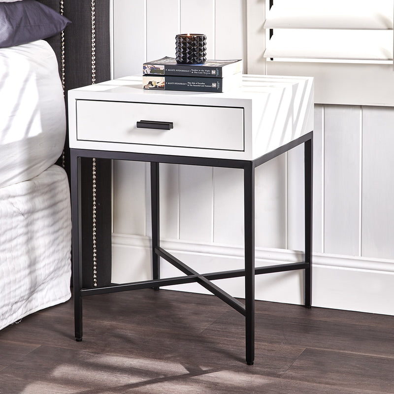 Nessa White Bedside Table - Black Default Title