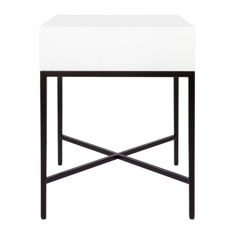 Nessa White Bedside Table - Black Default Title