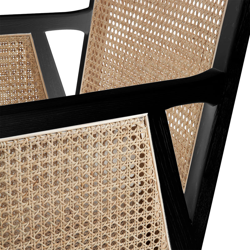 Kane Black Rattan Carver Chair - White Linen Default Title