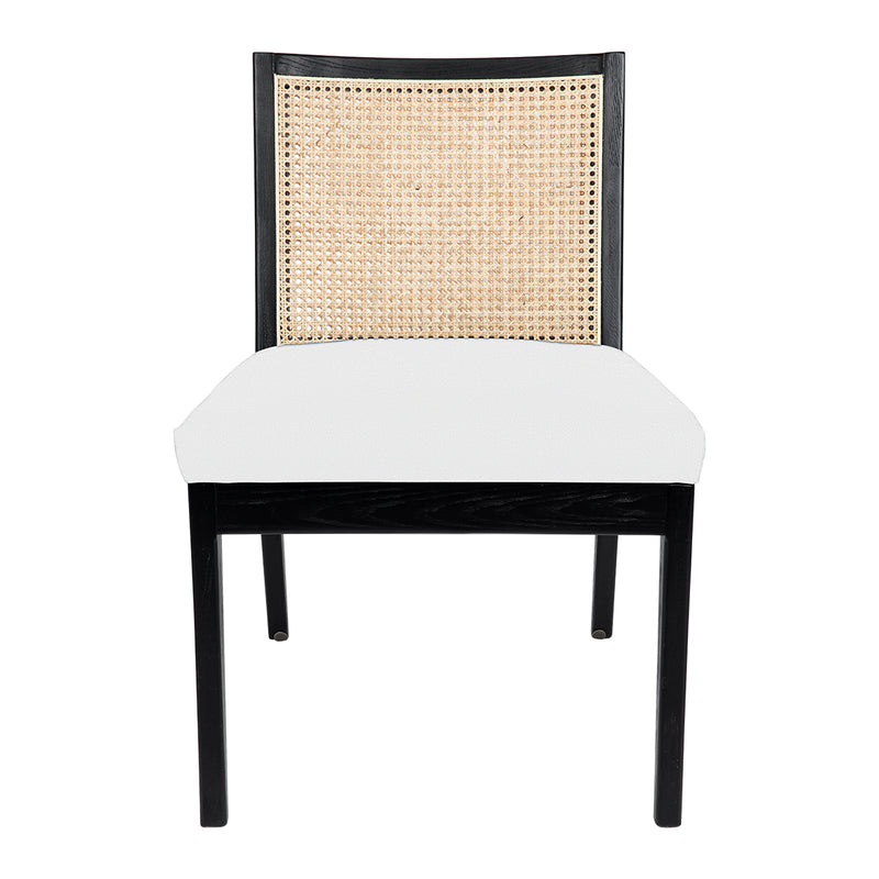 Kane Black Rattan Dining Chair - White Linen Default Title