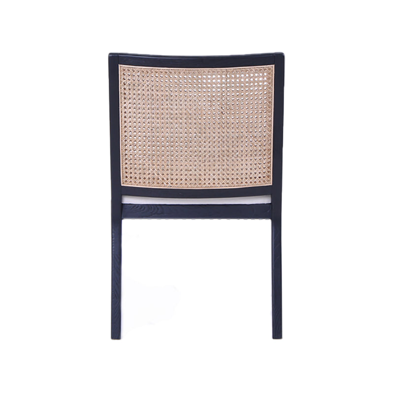 Kane Black Rattan Dining Chair - White Linen Default Title