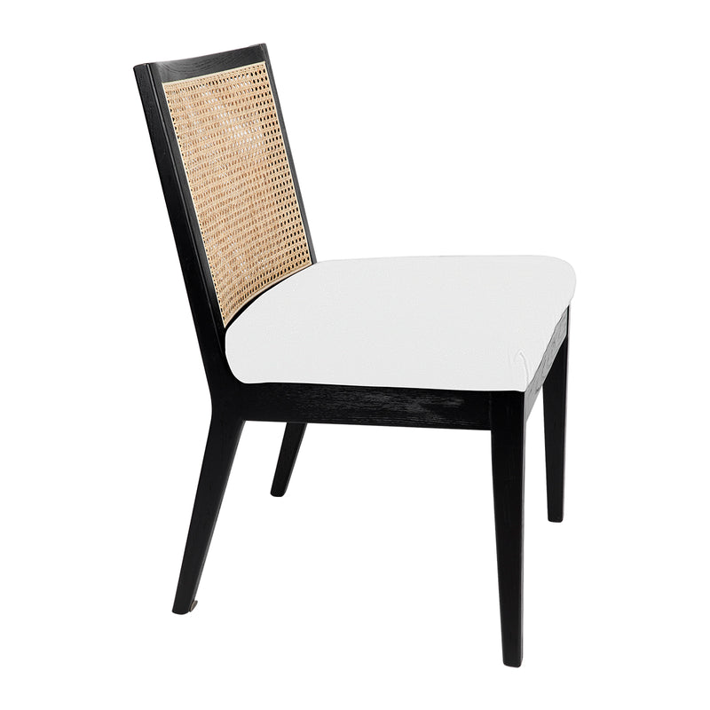 Kane Black Rattan Dining Chair - White Linen Default Title