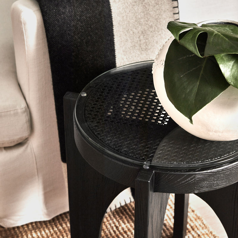 Oasis Rattan Side Table - Black Default Title