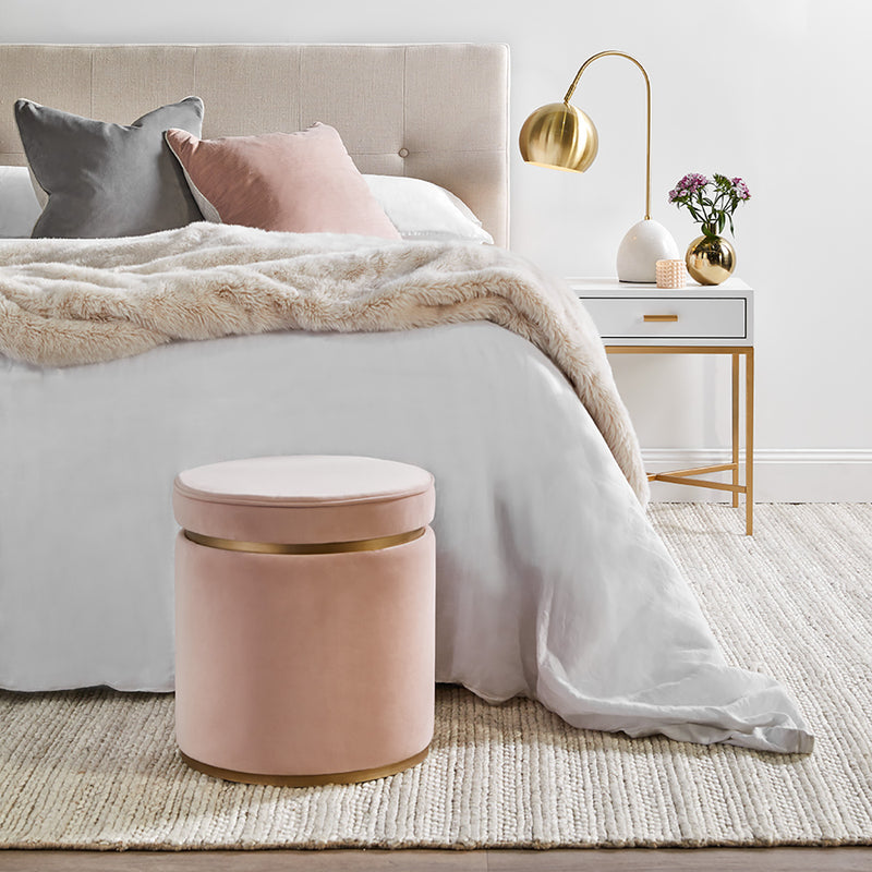 Totti Storage Stool - Blush Velvet Default Title