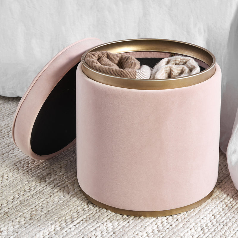 Totti Storage Stool - Blush Velvet Default Title