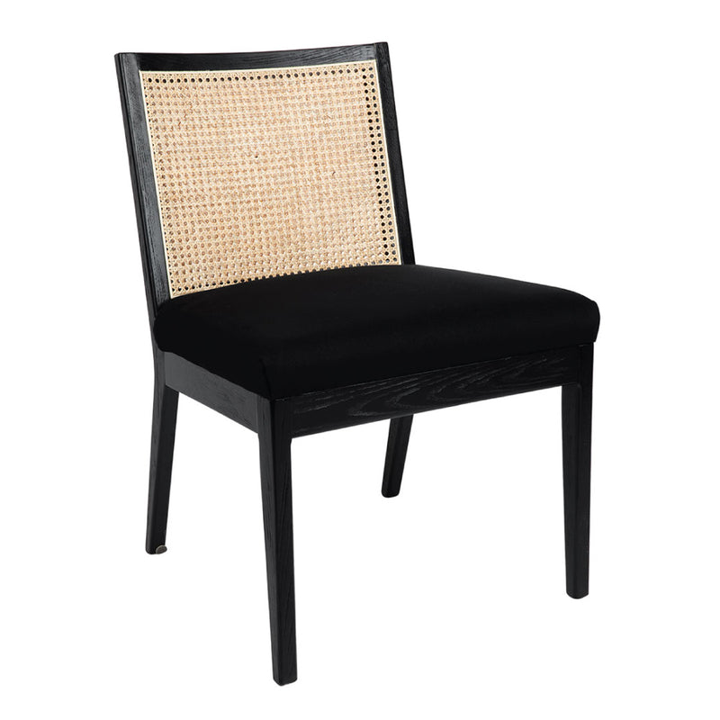 Kane Black Rattan Dining Chair - Black Linen Default Title