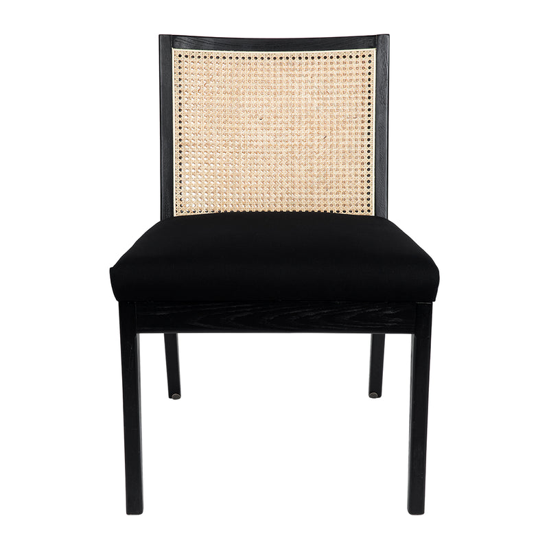 Kane Black Rattan Dining Chair - Black Linen Default Title